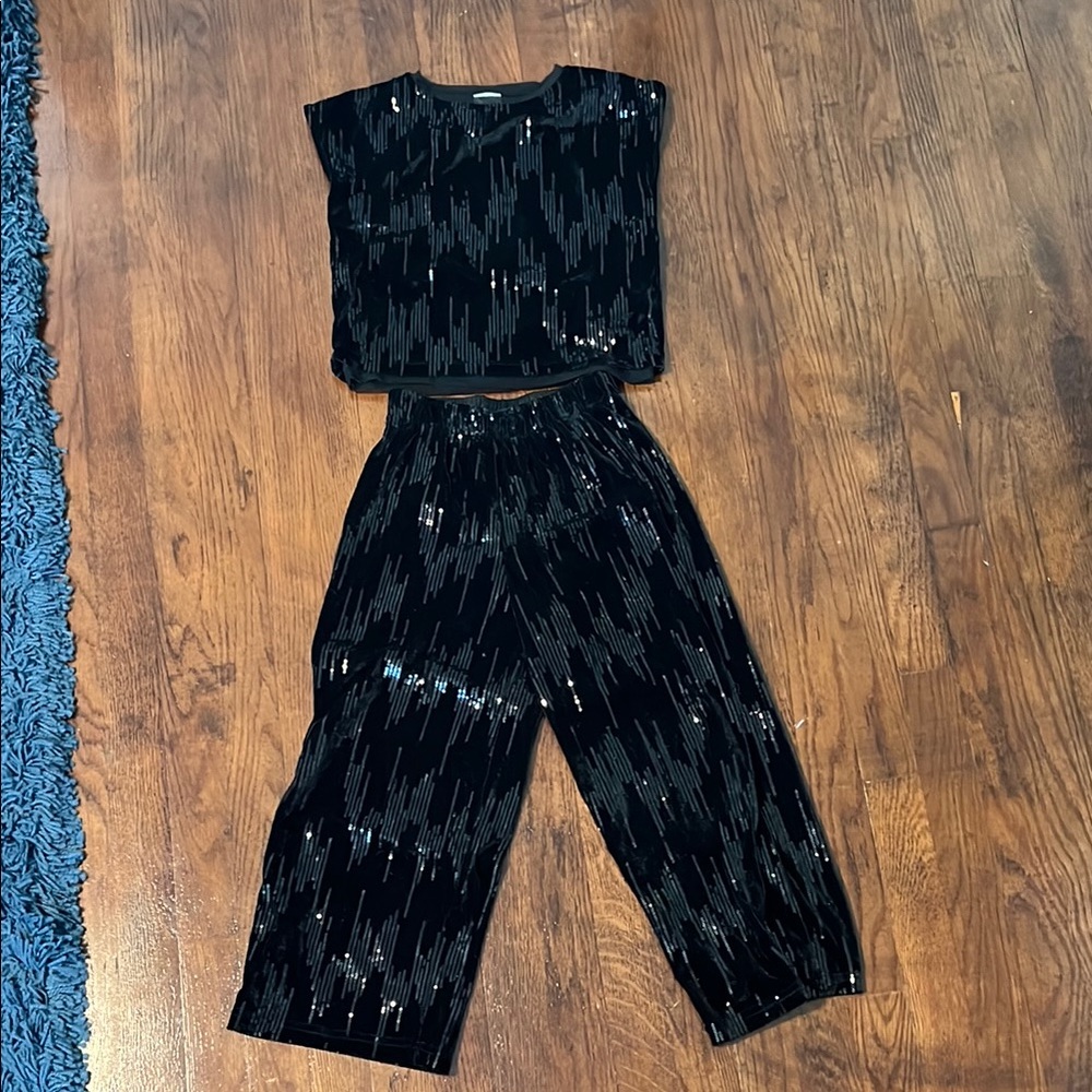 Zara Black Sequin top & pant set